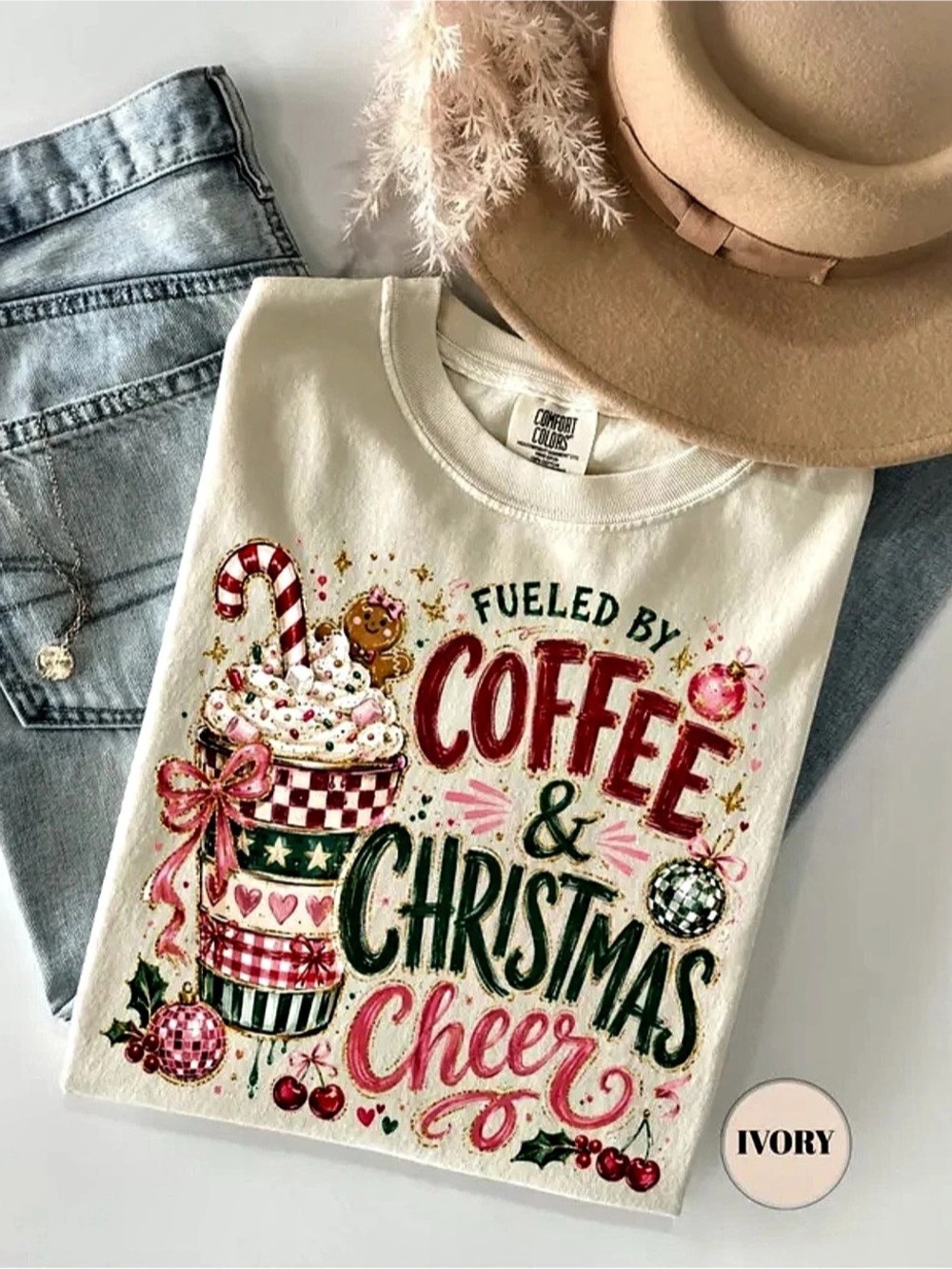 Comfort Colors 1717 Heavyweight Garment-Dyed T-Shirt 1717 Christmas Coffee